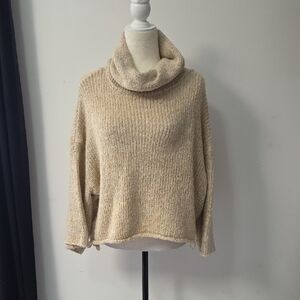 Altar'd State Beige Cowl Neck Oversized Sweater